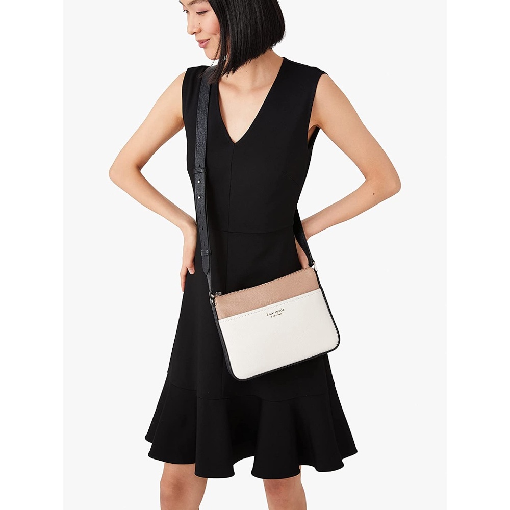 kate spade run around medium crossbody - black multi - Picture 5 of 7
